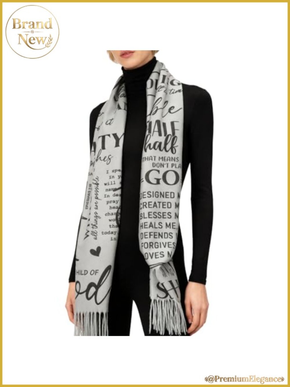 Prayer Shawl Christian Pashmina Wrap Cashmere Blend Inspirational Scarf